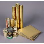 Six various rolls of 'gold leaf' (Dutch metal); & seven various rolls of silver leaf.