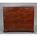 A Georgian mahogany large chest fitted two short & three long graduated drawers with brass swing