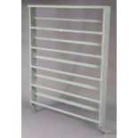 A Scandinavian light grey painted pine wall-mounted plate-rack, 37" wide x 48" high &, a splat-