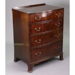 A 19th century-style mahogany bow-front upright chest fitted four long graduated drawers with