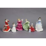 Six Royal Doulton bone china figures “Charlotte” (HN 4092), “Fair Lady” (HN 2193), “Jennifer” (HN