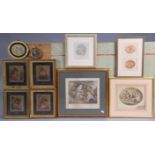 Ten various decorative prints, each in gilt frame.