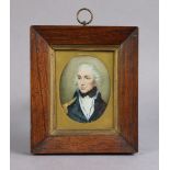 A 19th century portrait miniature of Admiral Lord Nelson, 3½”x2½” (oval), in rectangular wooden