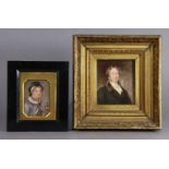 A 19th century portrait miniature of Mary Queen of Scots, 2¾” x 2”; & another of a gentleman, 3¾”