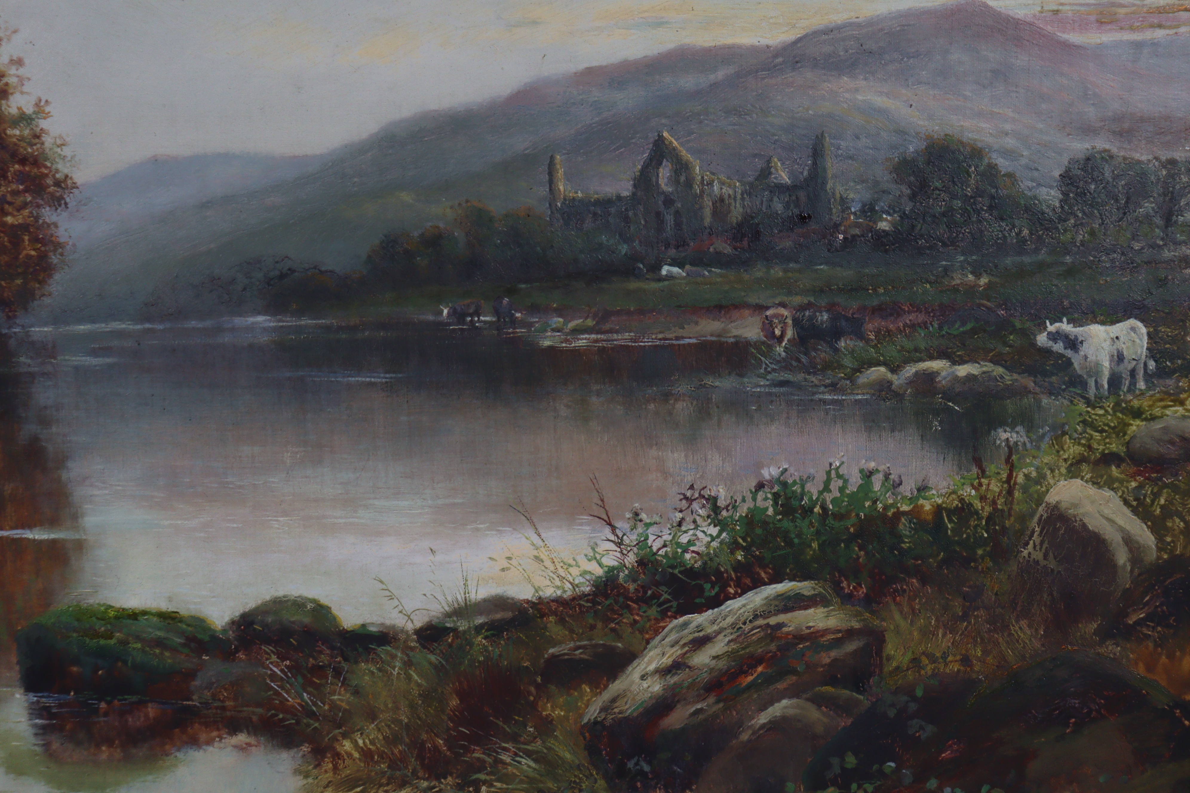 H. C. HAYWARD (19th century) “Evening Near Tintern Abbey”, signed lower left, oil on canvas: 24” - Image 3 of 4