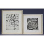 NORMA CHILTON (20th century) Study of a tree, & tree, & another study of leaves, monochrome