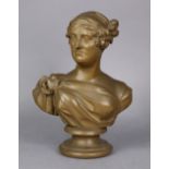 LUCIUS GAHAGAN (1773-1825) A painted plaster bust of a lady, looking to her right with short