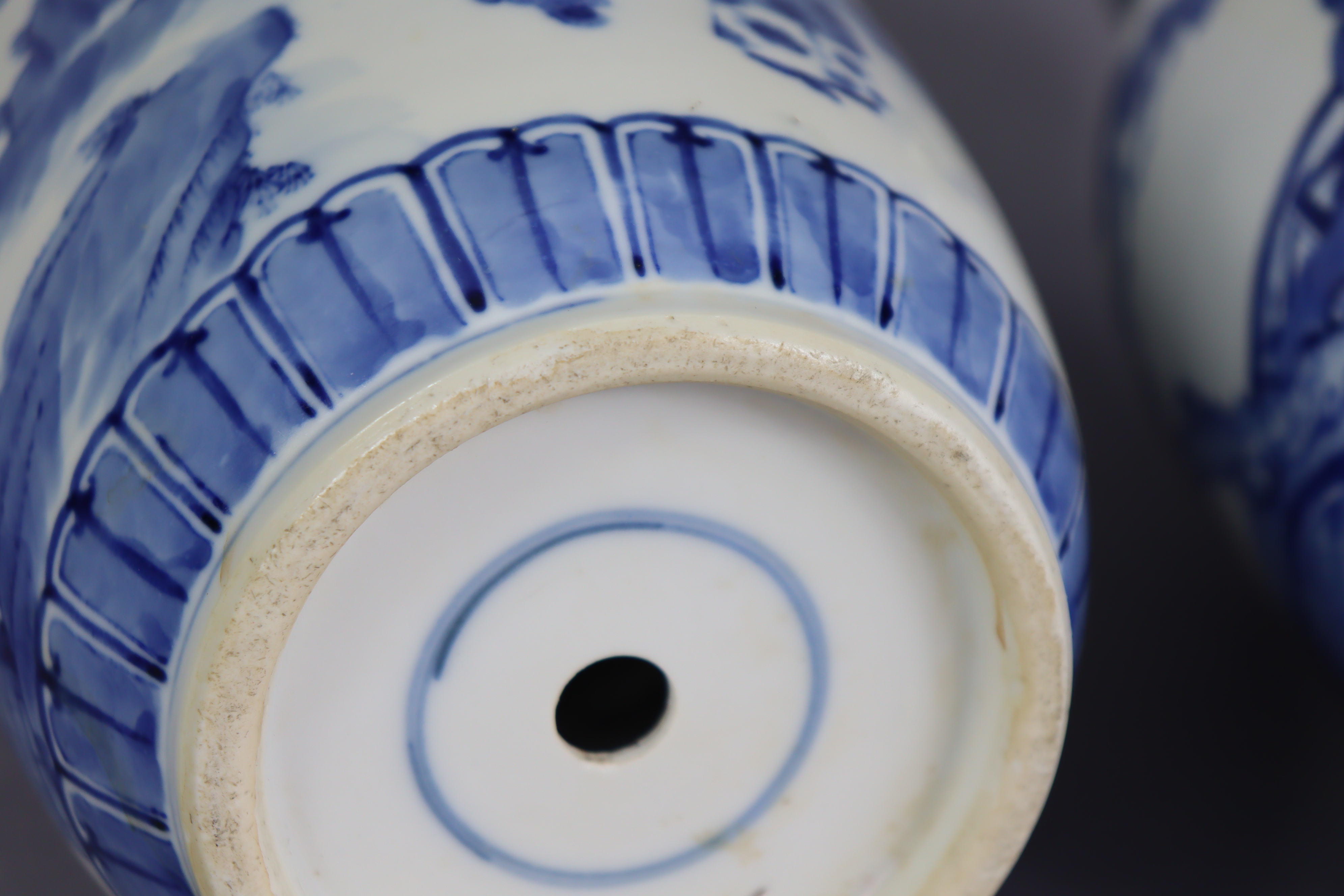 A pair of 19th century Chinese blue & white porcelain vases of ovoid form, with tall cylindrical - Image 10 of 10