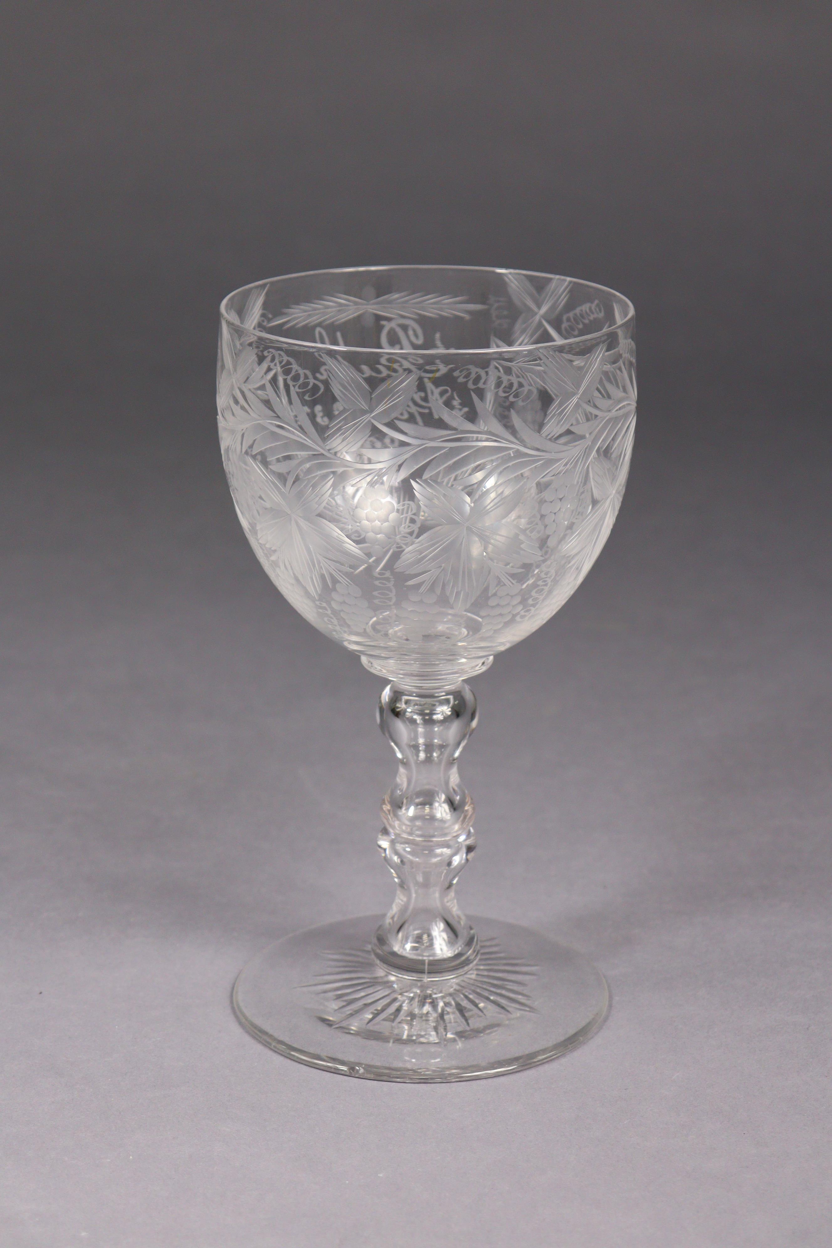 A late 19th century engraved glass large goblet, commemorating the 21st birthday of “Ruth, April 23 - Bild 3 aus 4