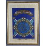 An Egyptian painting on papyrus depicting the solar calendar, in glazed gilt rectangular frame, 41¾”