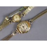 A Rotary 9ct. gold ladies’ wristwatch, the circular silvered dial with Arabic numerals &