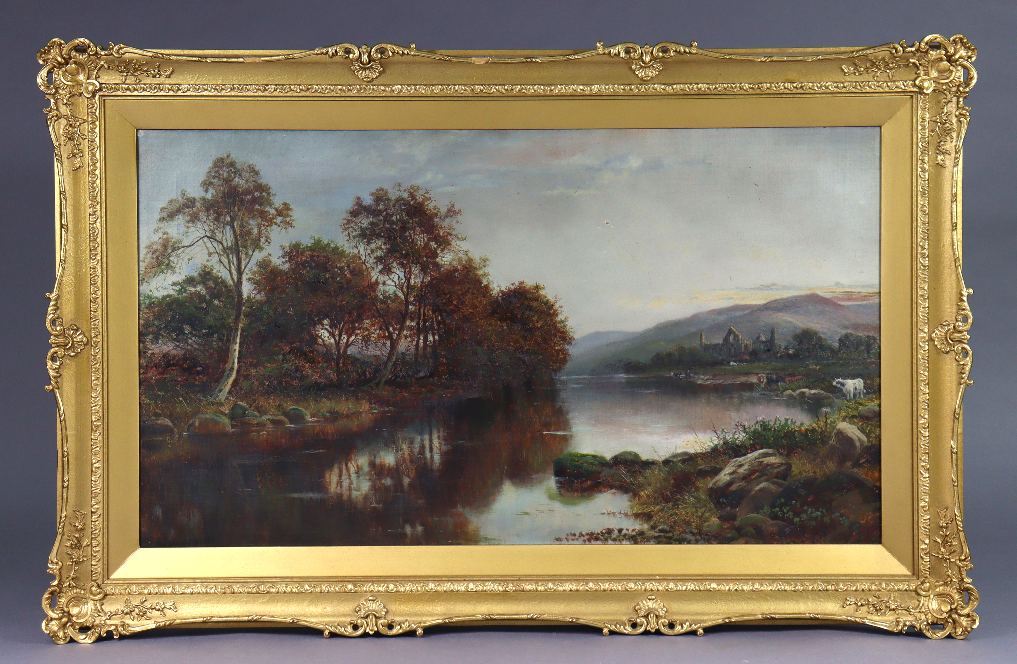 H. C. HAYWARD (19th century) “Evening Near Tintern Abbey”, signed lower left, oil on canvas: 24”