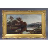 H. C. HAYWARD (19th century) “Evening Near Tintern Abbey”, signed lower left, oil on canvas: 24”