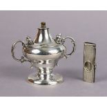 A late Victorian silver cigar lighter in the mid-18th century style, of inverted pear shape with