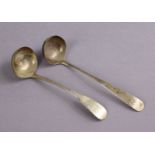 A Scottish George III silver Fiddle pattern toddy ladle, Edinburgh 1808(?) by Wm. Constable; & an