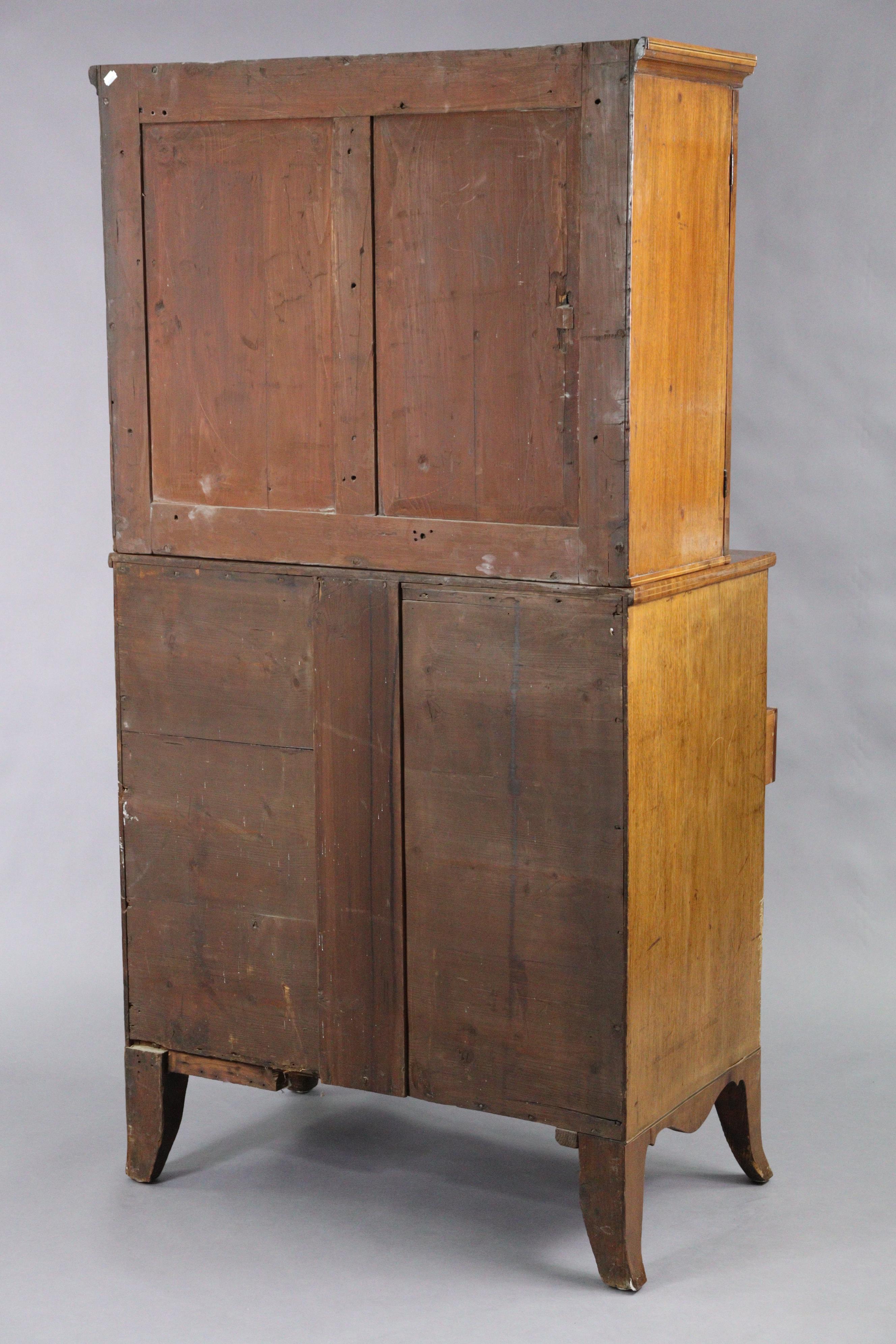 An early 19th century inlaid-mahogany cabinet with moulded cornice above two adjustable shelves - Image 8 of 8