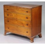 A late 19th century inlaid mahogany chest with moulded edge to the rectangular top, fitted four long