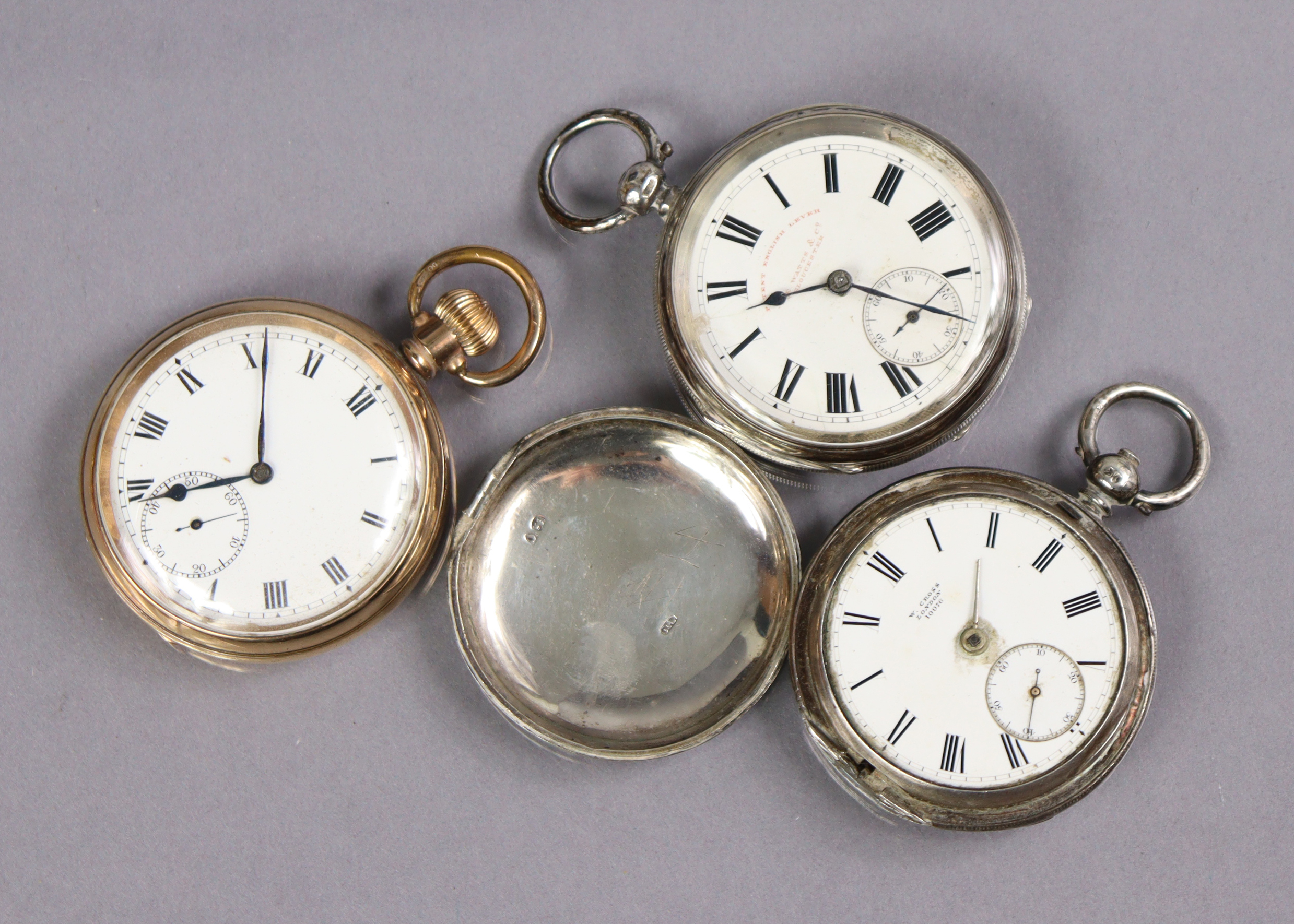 A Victorian silver open-face pocket watch, the white enamel dial inscribed in red: “W.E.Watts & Co.,