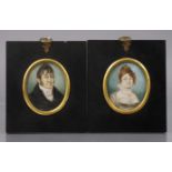 ENGLISH SCHOOL, early 19th century. A pair of male & female portrait miniatures, inscribed verso “