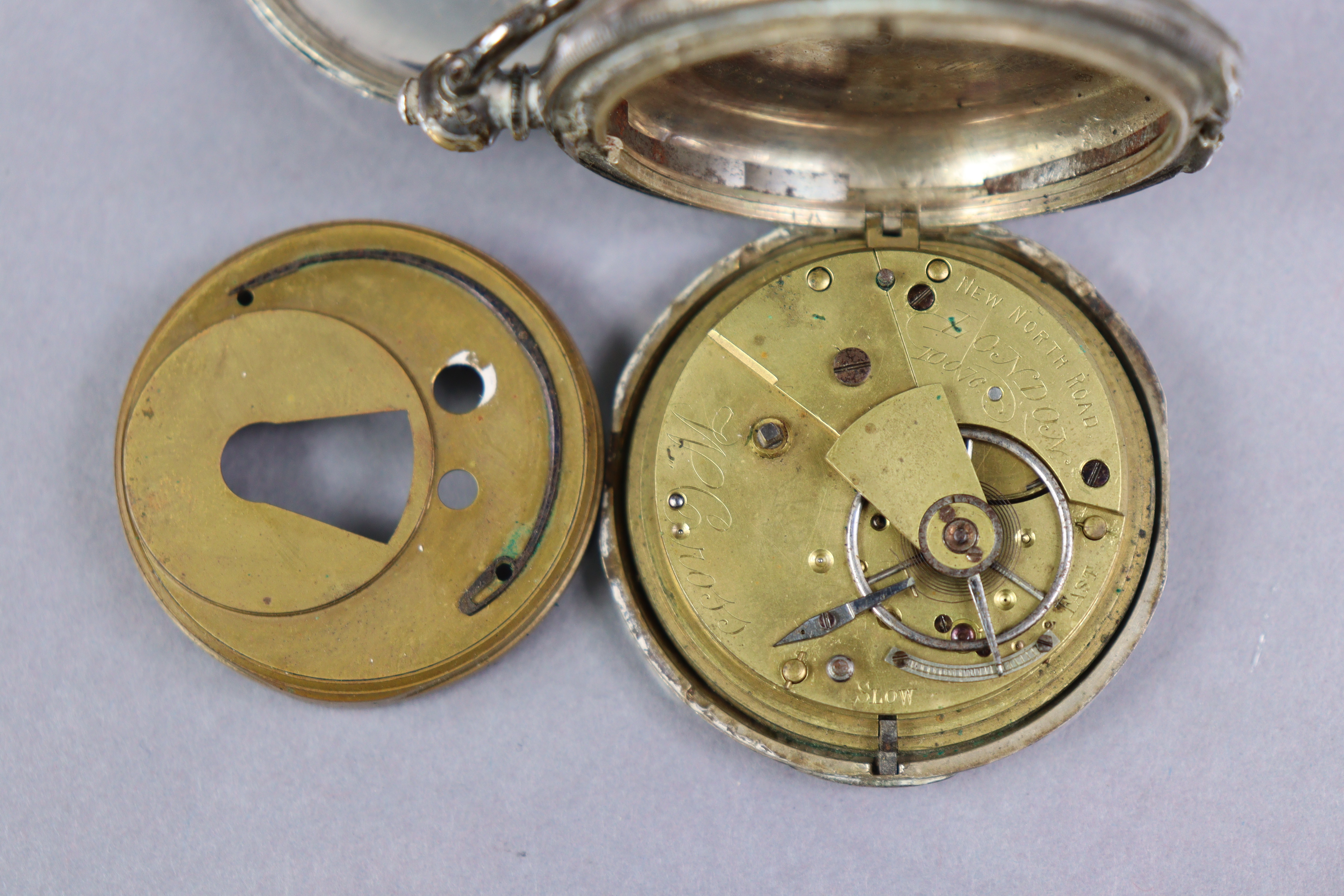 A Victorian silver open-face pocket watch, the white enamel dial inscribed in red: “W.E.Watts & Co., - Image 3 of 9