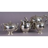 A Peruvian sterling four-piece tea service of plain rounded form (46.5oz).