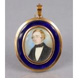 ENGLISH SCHOOL, early 19th century. A portrait miniature of a gentleman with short brown hair,