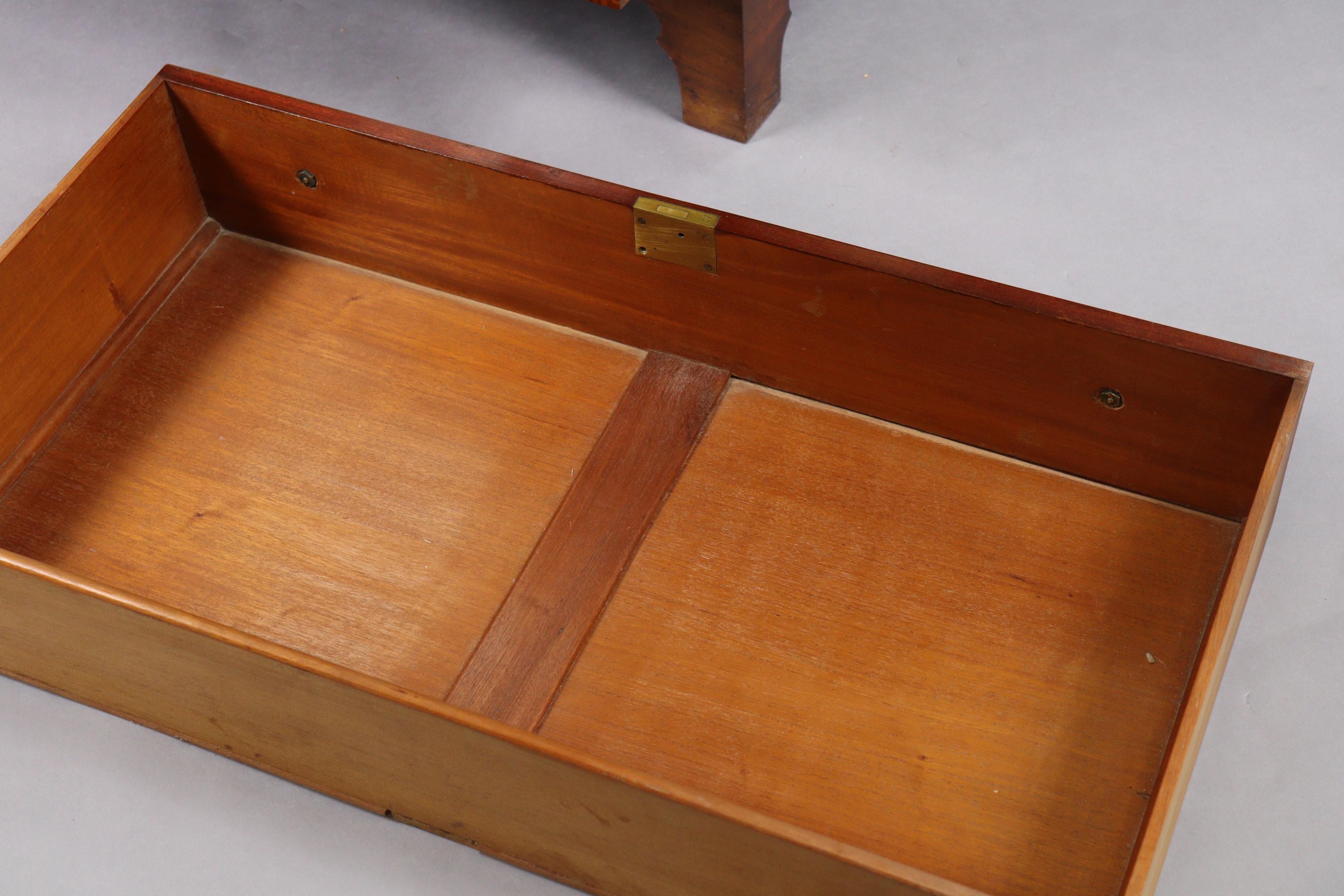 A 19th century mahogany & satinwood crossbanded bureau, the top with pierced brass gallery above a f - Image 4 of 5