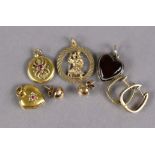 An Edwardian 15ct. gold hear-shaped pendant locket set small ruby & rose diamonds, Birmingham