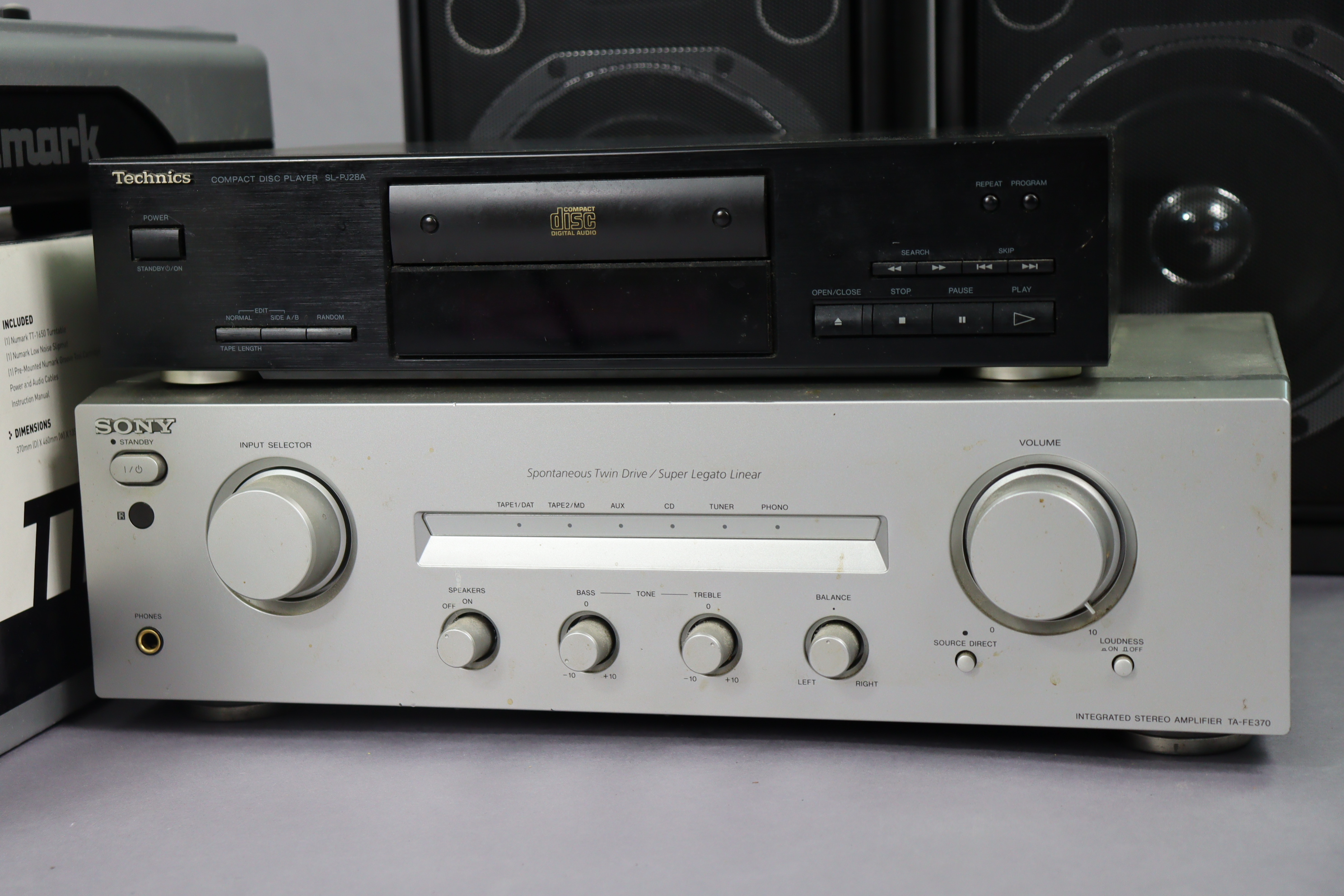 A Sony TA-FE370 Integrated Stereo Amplifier, a pair of Akai hi-fi speakers, a Technics CD - Image 2 of 5