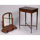 An early 20th century inlaid-mahogany small side table fitted frieze drawer, & on square tapered