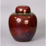 A Carlton ware “Rouge Royale” large ovoid ginger jar with domed lid, 10” high.