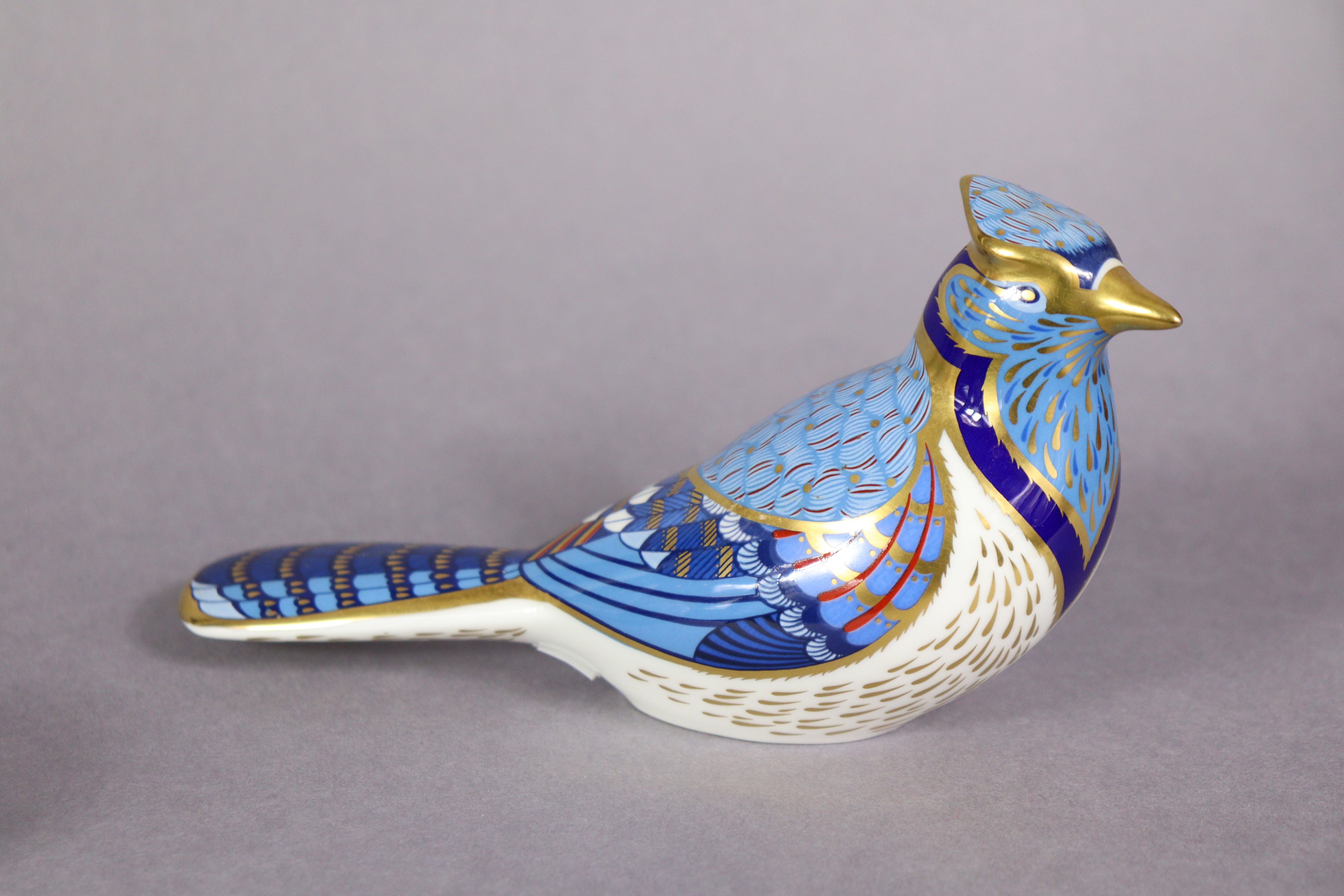 Six Royal Crown Derby porcelain paperweights: Hamster; Blue Jay; Snowflake (Penguin); Owlet; Nibbles - Image 5 of 9