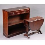 A reproduction inlaid-mahogany small side cabinet, 32” wide x 30¾” high x 10¼” deep; & a matching