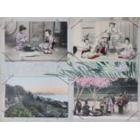 A collection of 72 late 19th/early 20th century Japanese postcards – figure studies, landscape views
