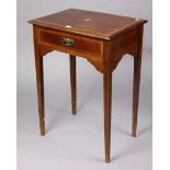 An Edwardian inlaid-mahogany small side table fitted frieze drawer, & on four square tapered legs