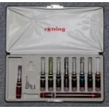 Various drawing implements & accessories by Rotring, Harling, etc.