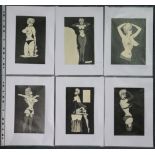 Nine Alan Sproul pen & ink illustrations-female figures studies, 8¼” x 5”, mounted, unframed.