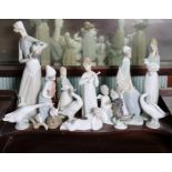 Fifteen various Lladro porcelain ornaments.