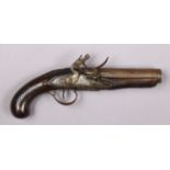 A LATE 18th century FLEMISH FLINTLOCK BLUNDERBUSS BELT PISTOL, the iron barrel with elliptical