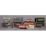 Six Corgi “Original Omnibus” die-cast scale models, and two other model buses (boxed & unboxed).