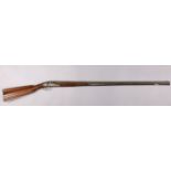 A MID 18th century PERCUSSION CAP SPORTING GUN CONVERTED FROM A FLINTLOCK, the barrel in two stages,