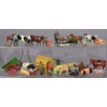 Various Britains painted lead farm animals, figures, etc.