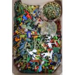 Various assorted plastic soldier figures, cowboy & Indian figures, etc.