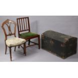 A Victorian carved walnut balloon-back occasional chair with a padded seat, & on turned tapered