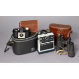 A Kodak “EK6” instant camera, a Kodak “Brownie 127” camera; & a pair of Habicht 10x 40mm binoculars,