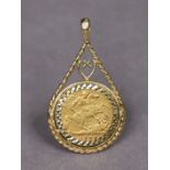 A Victorian Half-Sovereign, 1899, in 9ct gold pendant mount.