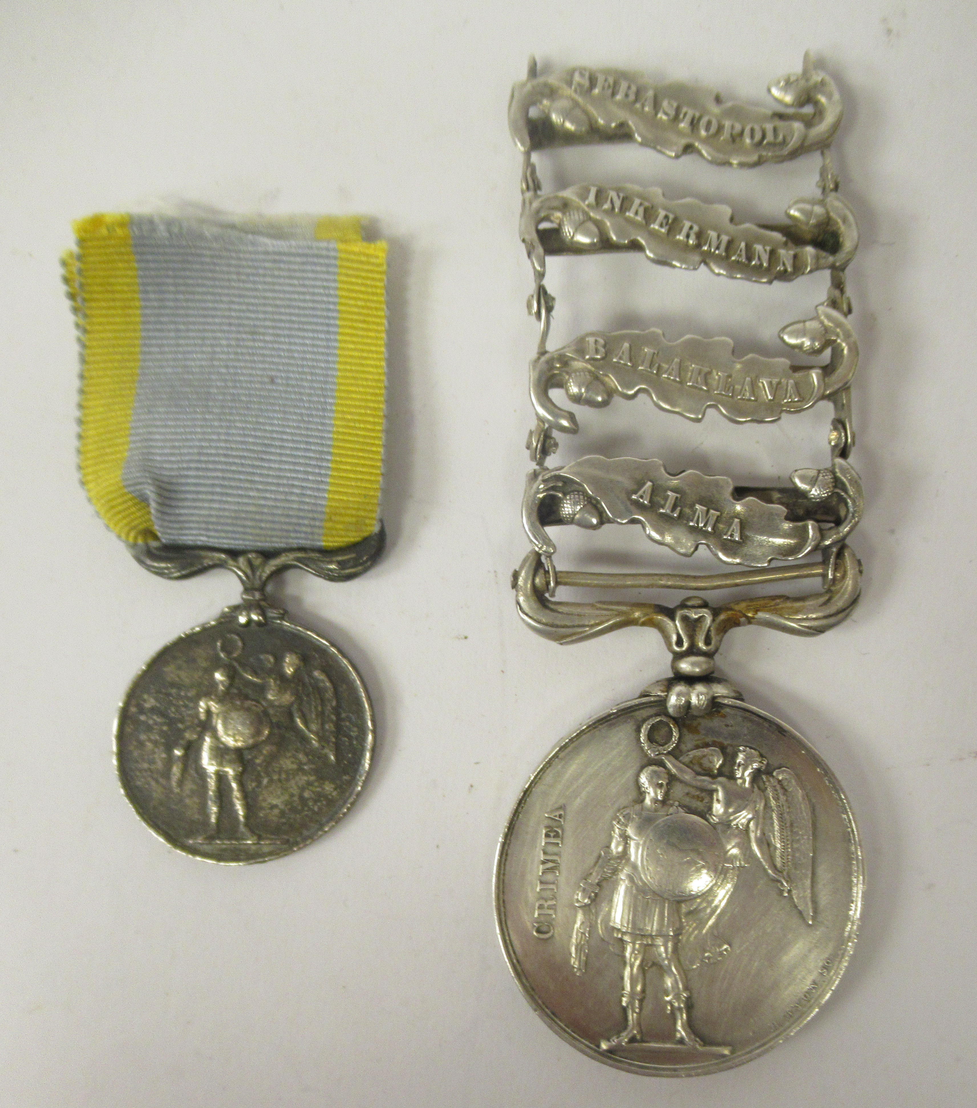 A Crimean War silver medal, awarded to one Surj John Paynter 13 Lt. Dragoons with four bars, for - Image 2 of 10