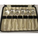 A set of six silver spoons  Sheffield 1958  boxed