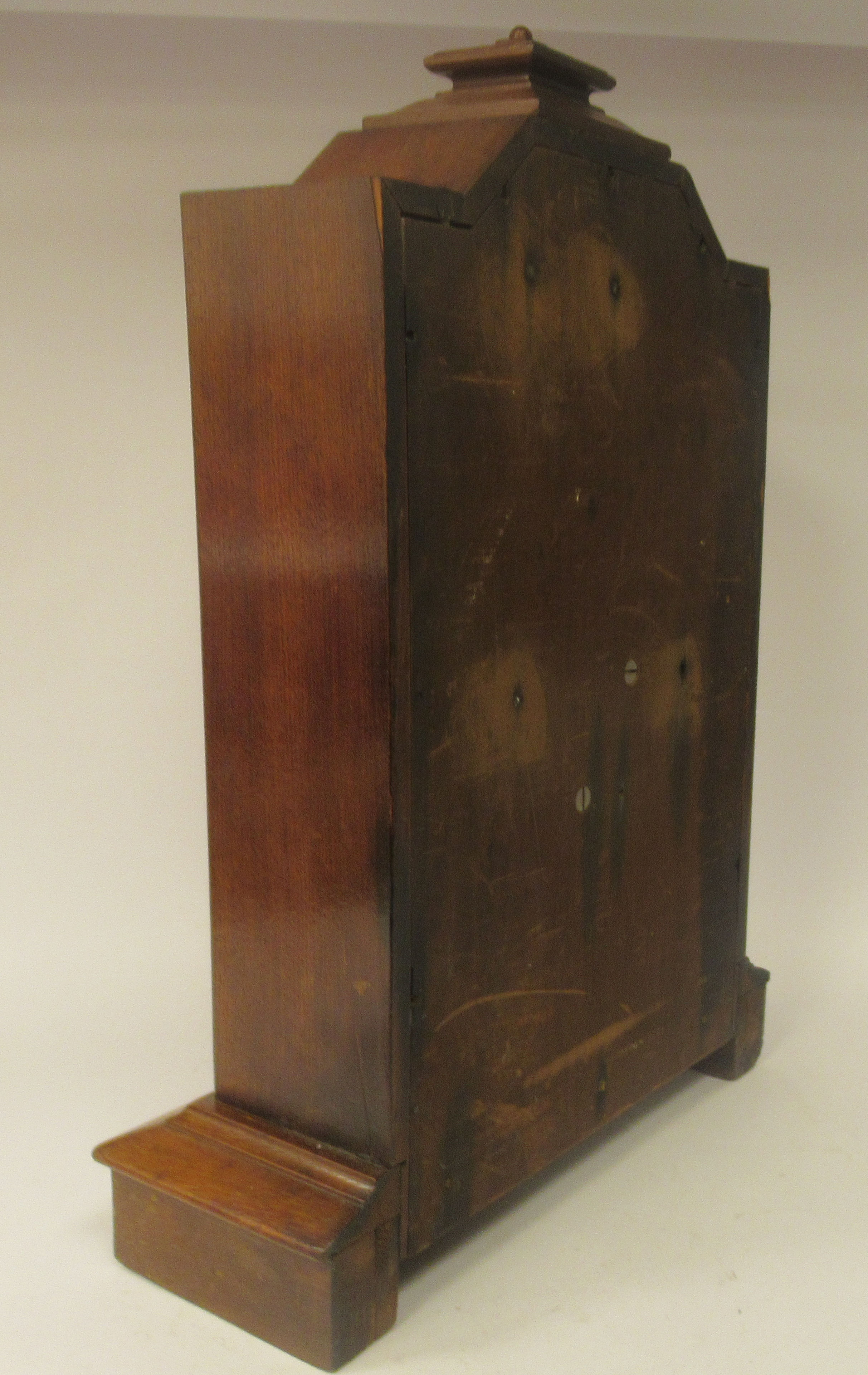 A late 19thC Seth Thomas walnut cased mantel clock with a stepped top, over a full height, glazed - Image 5 of 5