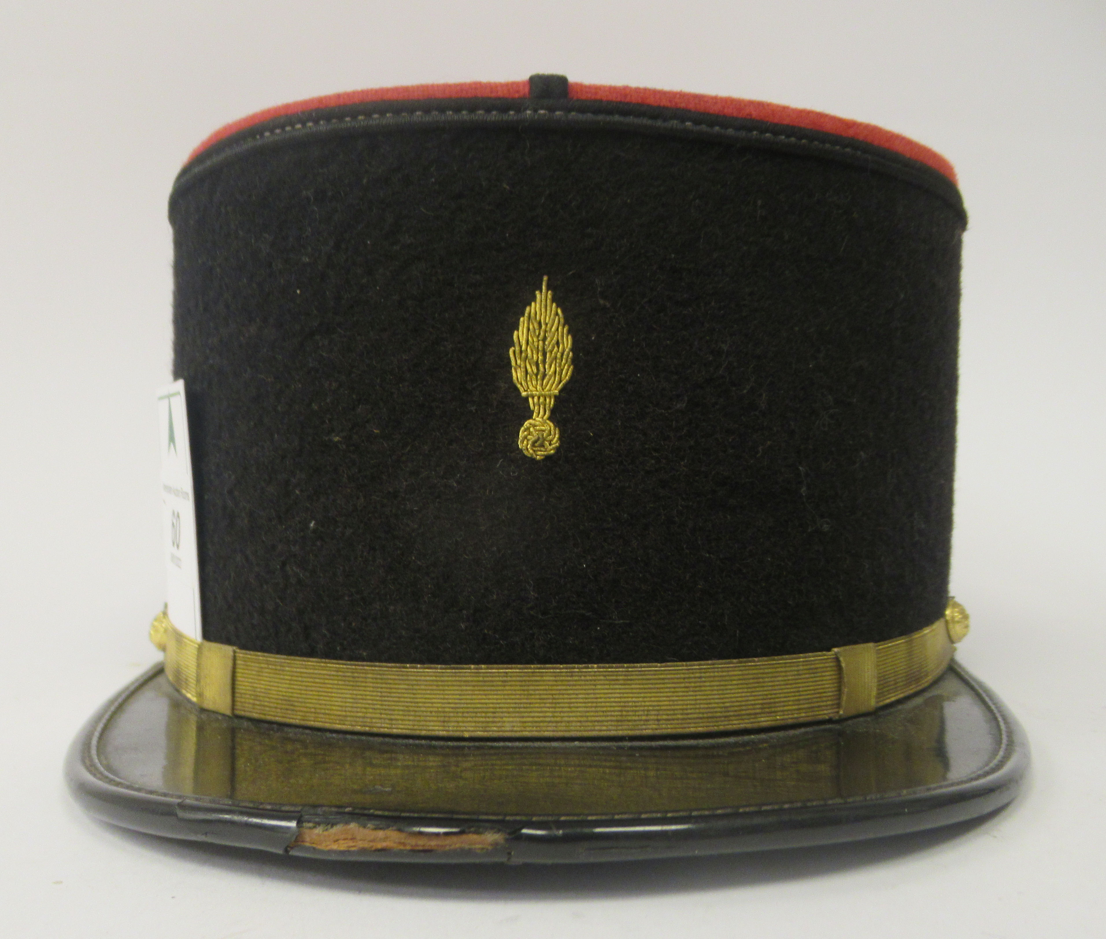 A vintage French Gendarme's black and red, peaked kepi - Image 2 of 6